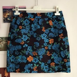 LOFT blue brocade floral mini skirt